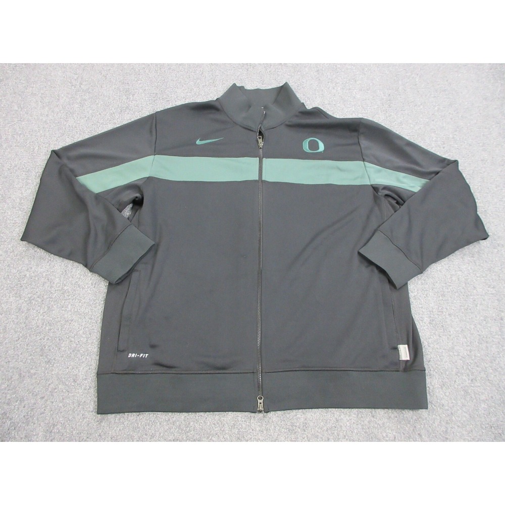 Oregon Ducks Jacket Mens 2XL Black NCAA Football Nike Dri Fit Warm Up Full Zip